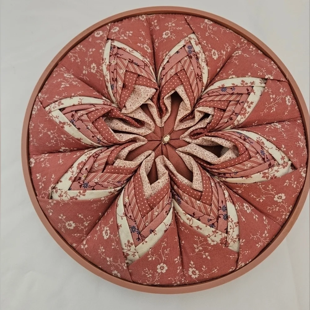 Handmade Upcycled Fabric Wall Art Pink Floral 10